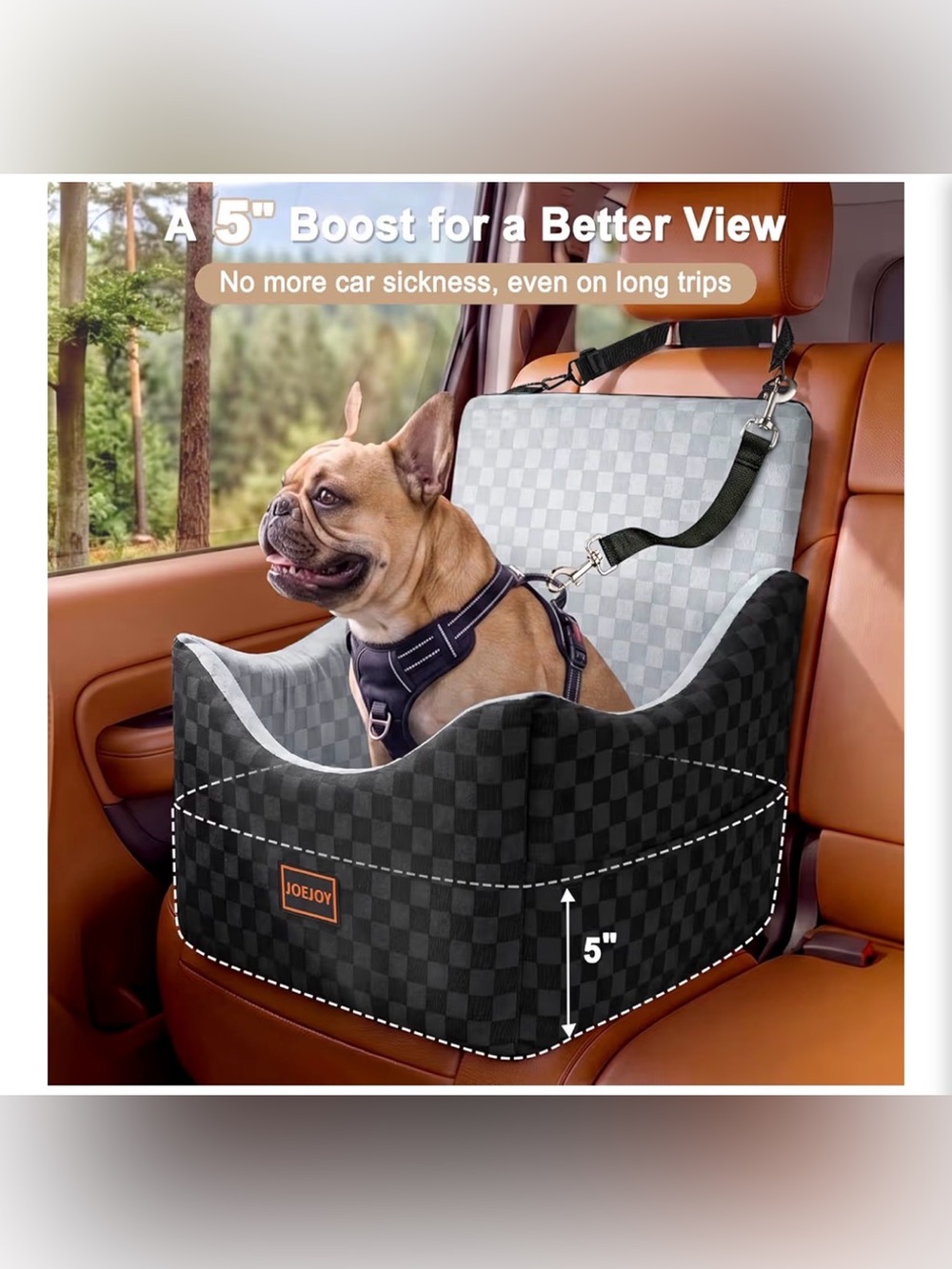 Elevated Dog Car Seat For Small/Medium Dogs Up To 35 Lbs